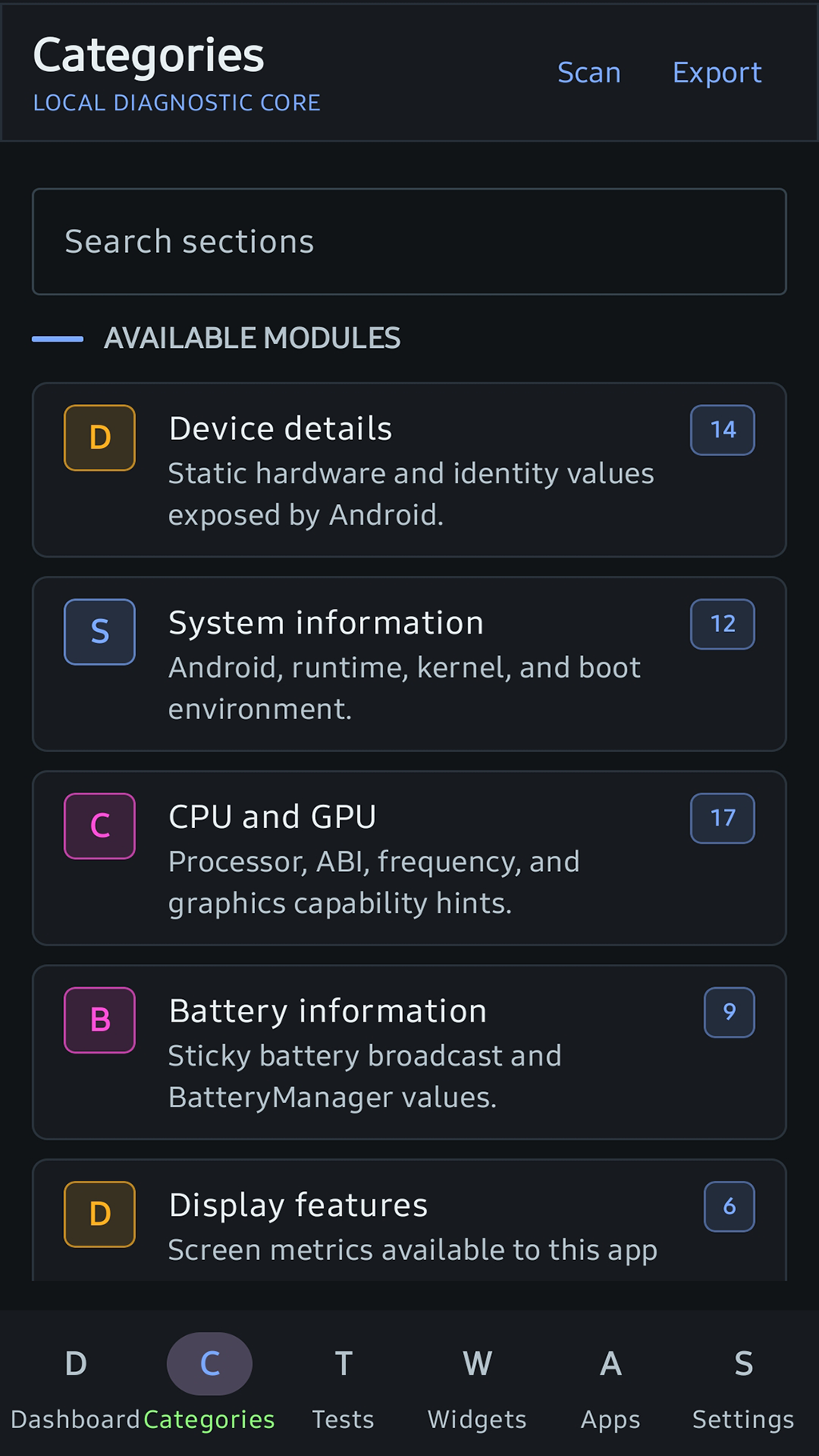 Categories Screen