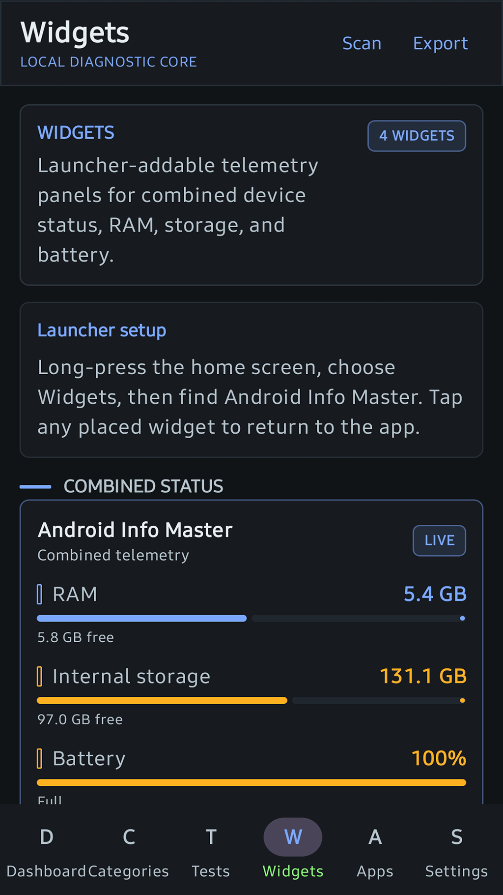 Widgets Screen