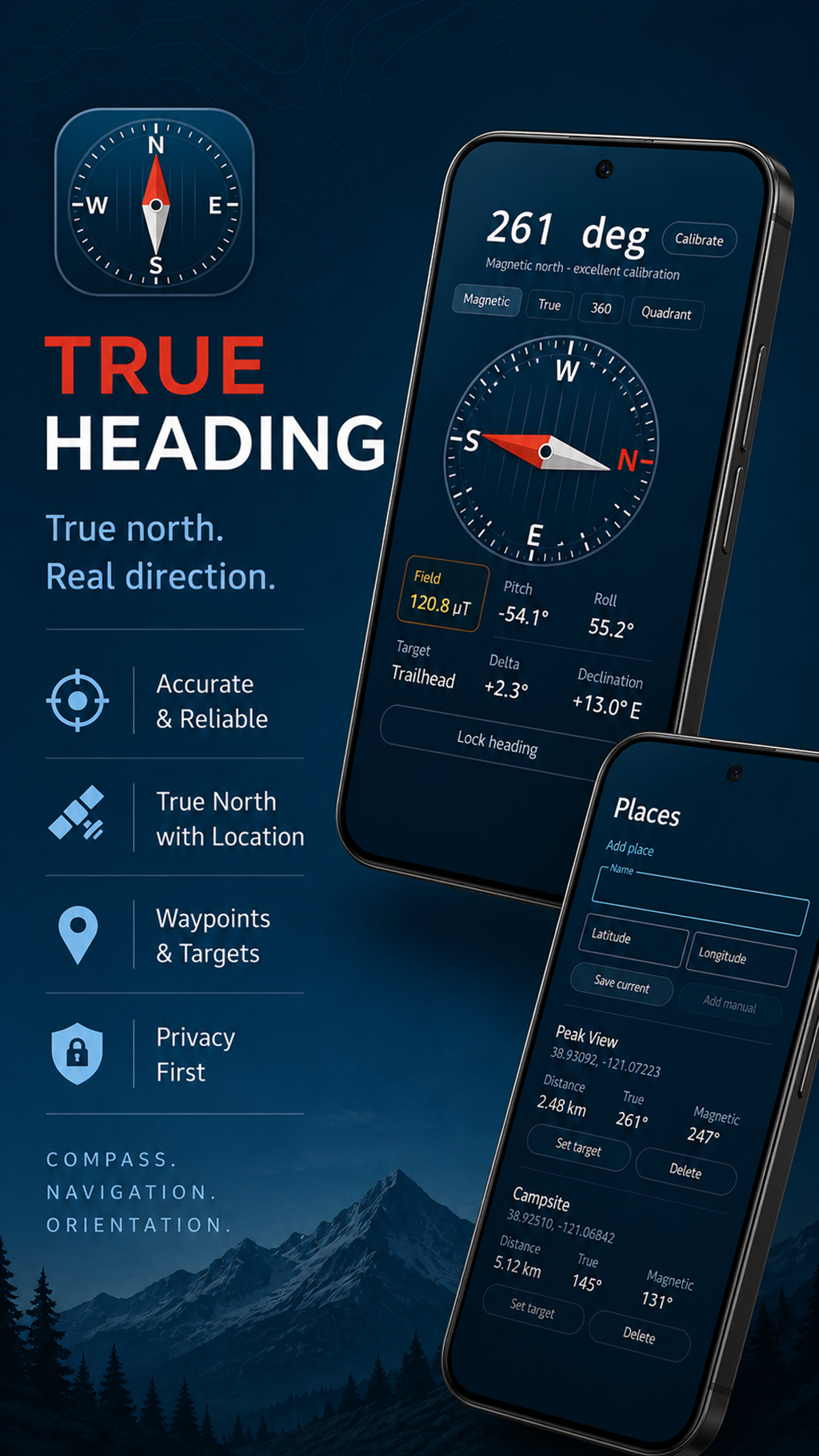 Main compass screen