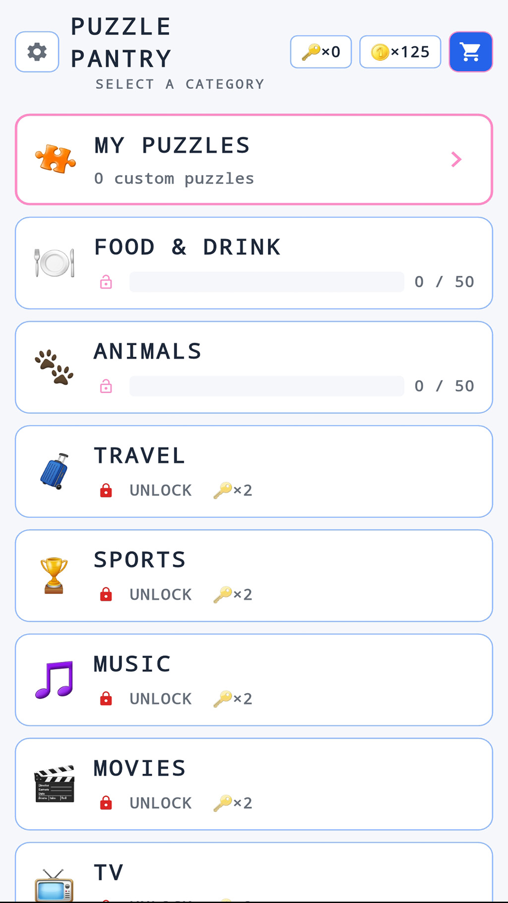 Puzzle Selection Screen